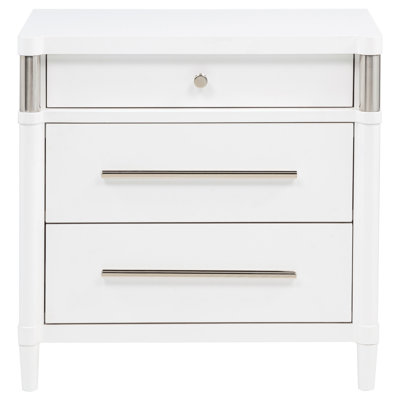 Gracemont 3-Drawer Nightstand with Felt-Lined Top Drawer and Cord Access, White