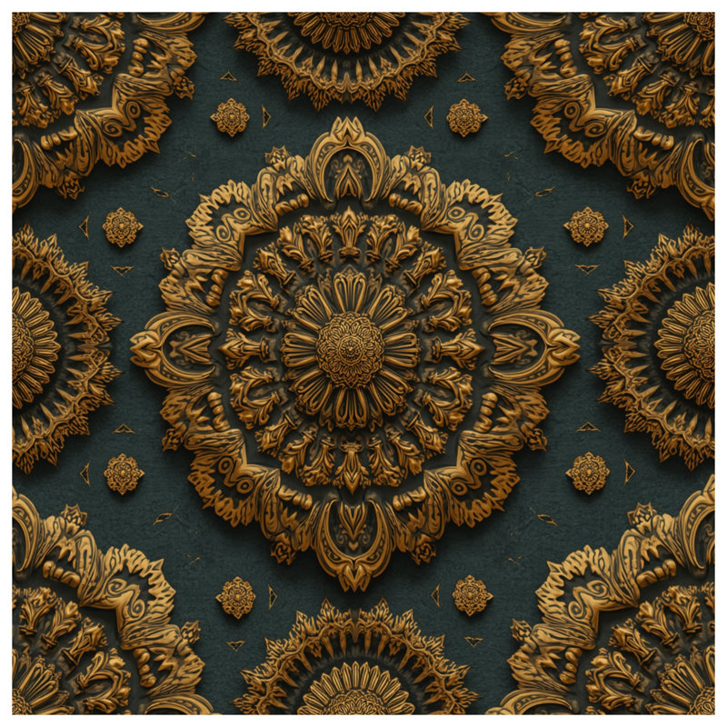 Intricate Bronze Mandala Comforter, Twin