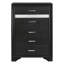 Ensemble de chambre à coucher Isadora noir Queen 3 pièces avec lit à panneaux, commode et commode haute