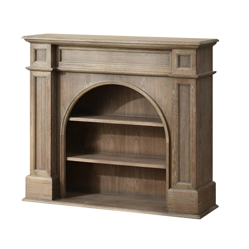 Brown Solid Wood Freestanding Fireplace