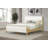 Modern White Boucle Upholstered Bed With Rubberwood Legs, Queen, White
