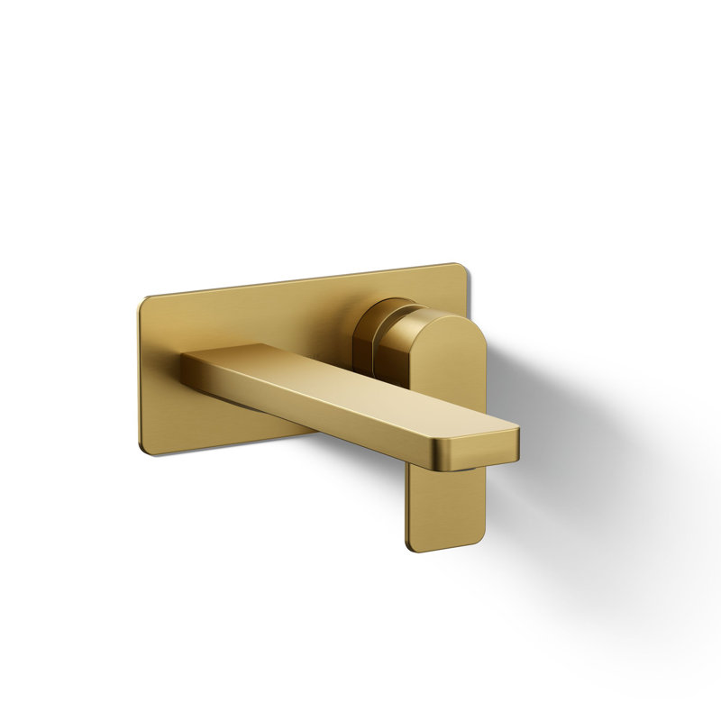 Parallel Wall-Mount Single-Handle Bathroom Sink Faucet, Vibrant Brushed Moderne Brass