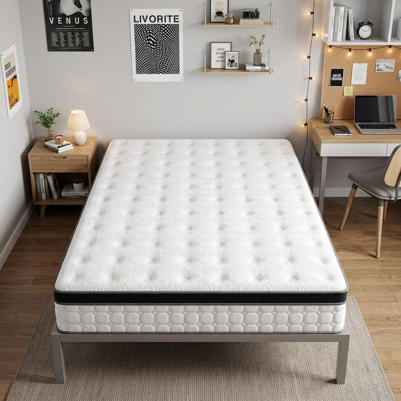 12" Hybrid Pocket Coil Gel Memory Foam Twin Mattress, Twin