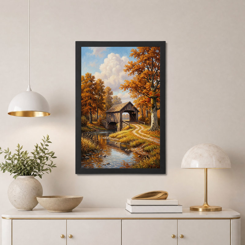 Art mural sur toile, "Pont couvert", H 24 po x l 16 po