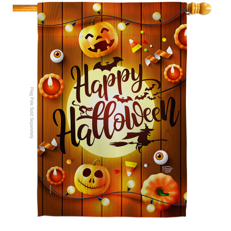 Halloween d’halloween-impressions décoratives en polyester 2 faces 40 x 28 po drapeau pour la maison