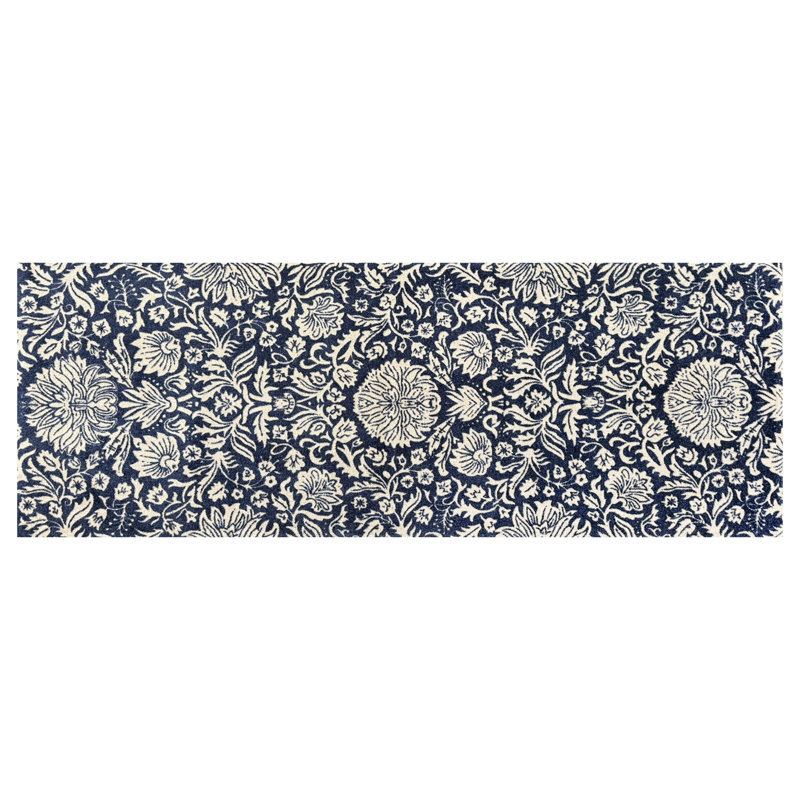 Tapis de couloir une pièce bleuet, Bleu; brun clair, L 75 po x L 28 po