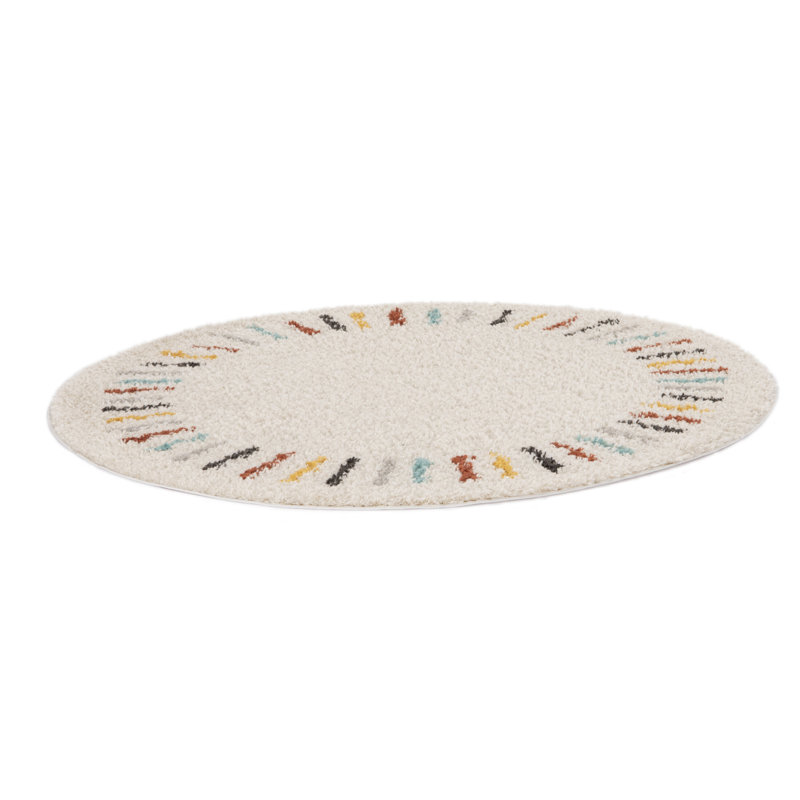 Yazmin Shaggy Beige Rug, Round 160cm