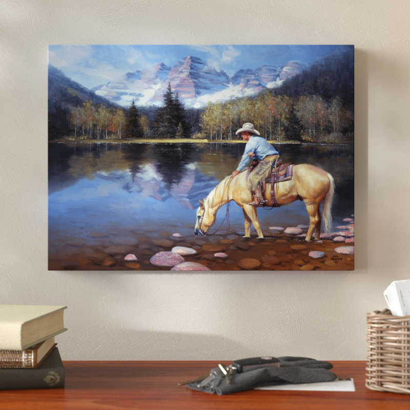 « colorado cowboy », reproduction de peinture à l’acrylique sur toile, H 35 po x l 47 po x P 2 po
