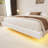 White Boucle Floating Bed with Light,King-121043322