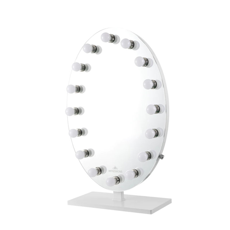 Miroir de table ovale Heiress Plus, Argenté, Ampoule DEL givrée, 36,5 po x 23,75 po