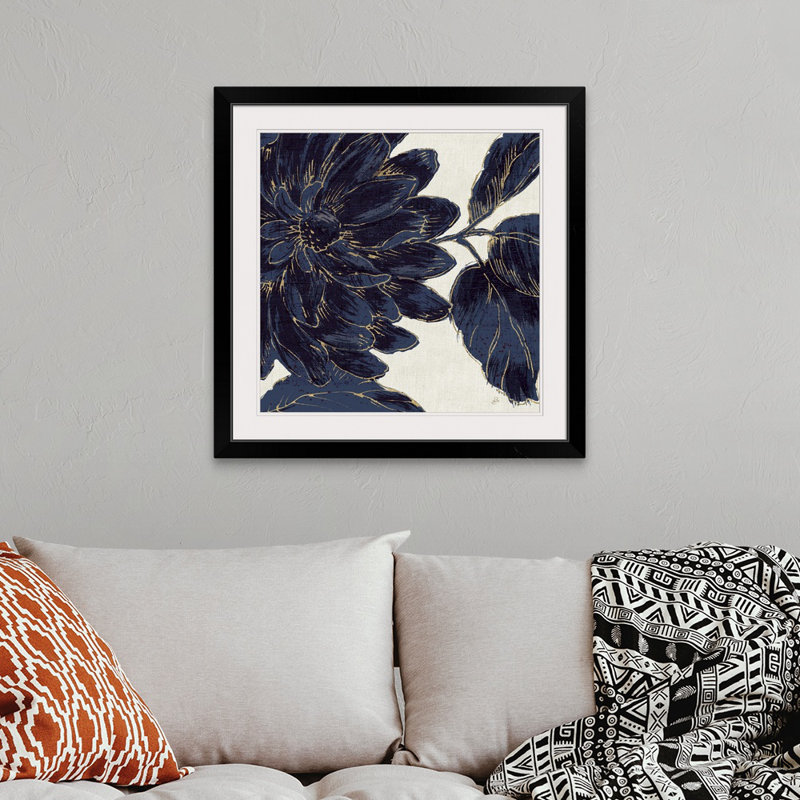 «Indigo Garden I», reproduction d'impression, H 32 po x l 32 po x P 1 po, Cadre noir