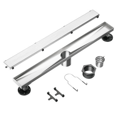 24 In. Stainless Steel Linear Shower Drain With Tile-In Pattern Surface