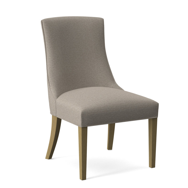 Tuxedo Slipper Dining Chair, Beige Performance Fabric; 0851-73, Antique Black Finish