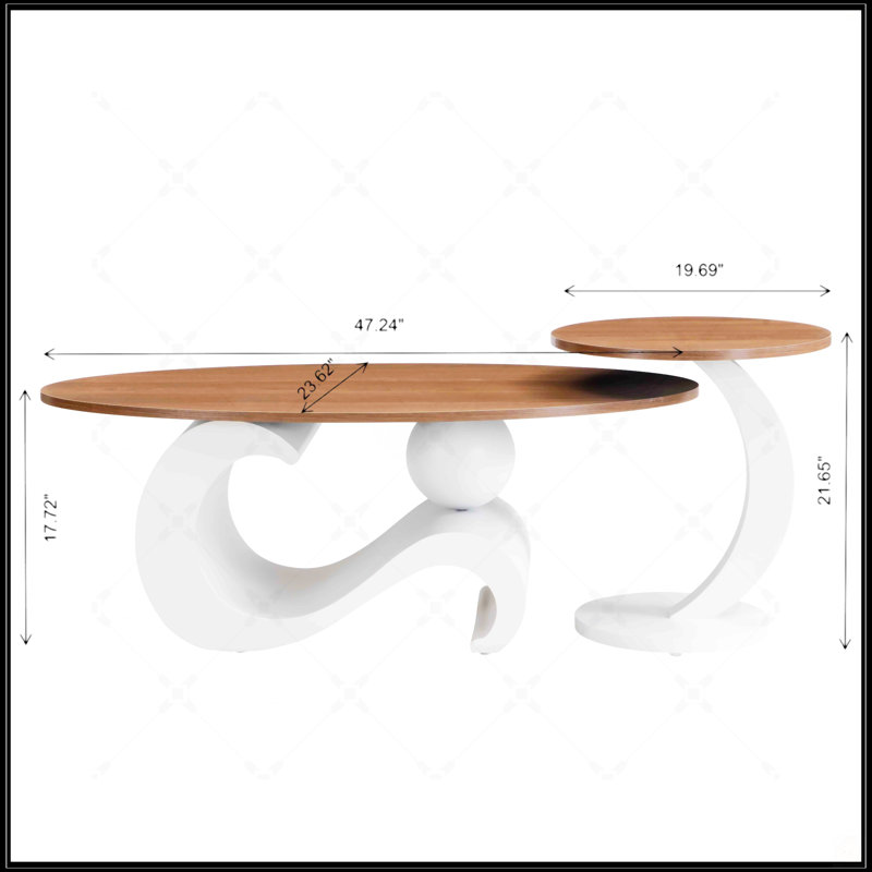 Ensemble de 2 tables basses gigognes blanches, Blanc