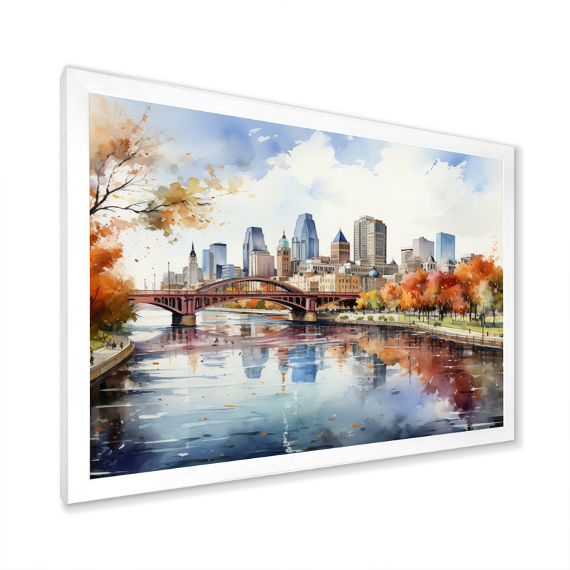 Minneapolis en automne I, H 12 po x l 20 po x P 1 po, Cadre photo blanc