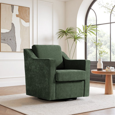 Upholstered Chenille Swivel Armchair