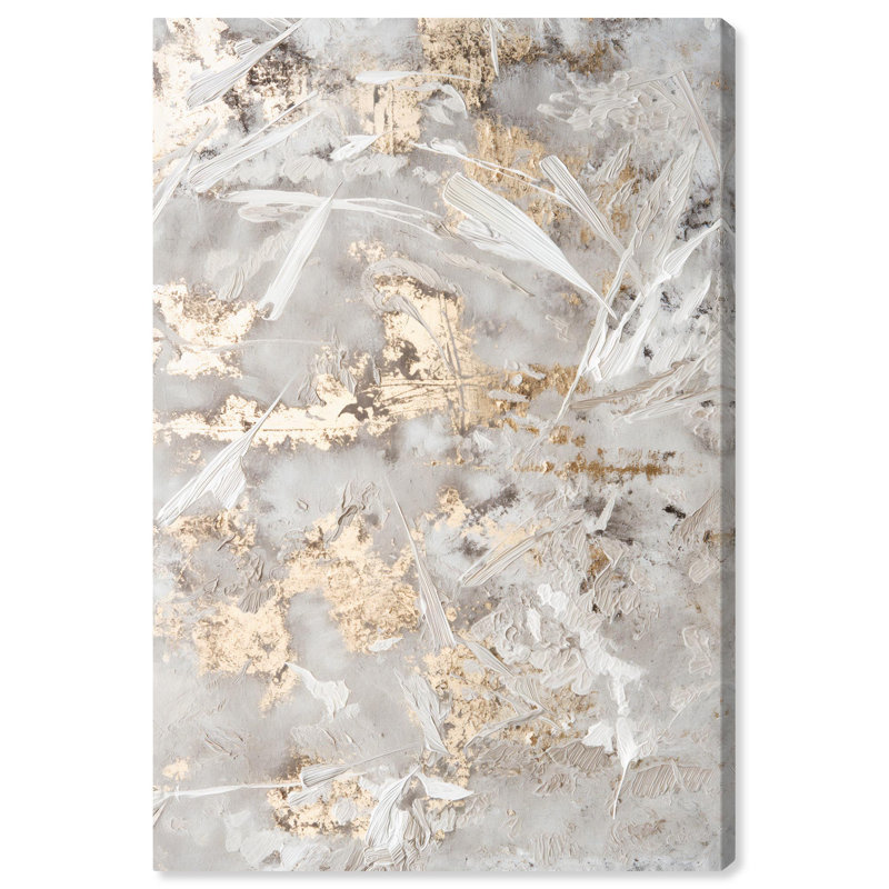 Elegant Gold and Gray Abstract Canvas Art, 15" x 10"