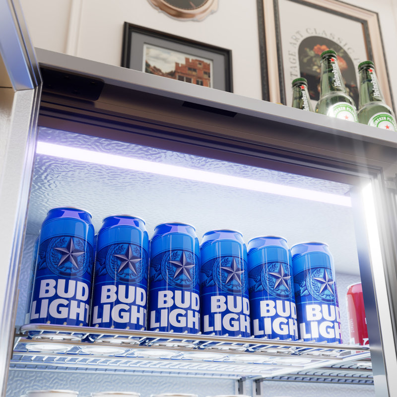 Réfrigérateur commercial de 53,7 pi cu avec refroidisseur de bar à hauteur de comptoir Coolake de 53 po avec 3 portes en verre et éclairage à DEL, réfrigérateur à bière en acier inoxydable pour bar à domicile, Sliver, 115 V, Etl Approuvé