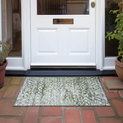 Machine Washable Indoor/Outdoor Claudian ACN1638 Olive Rug