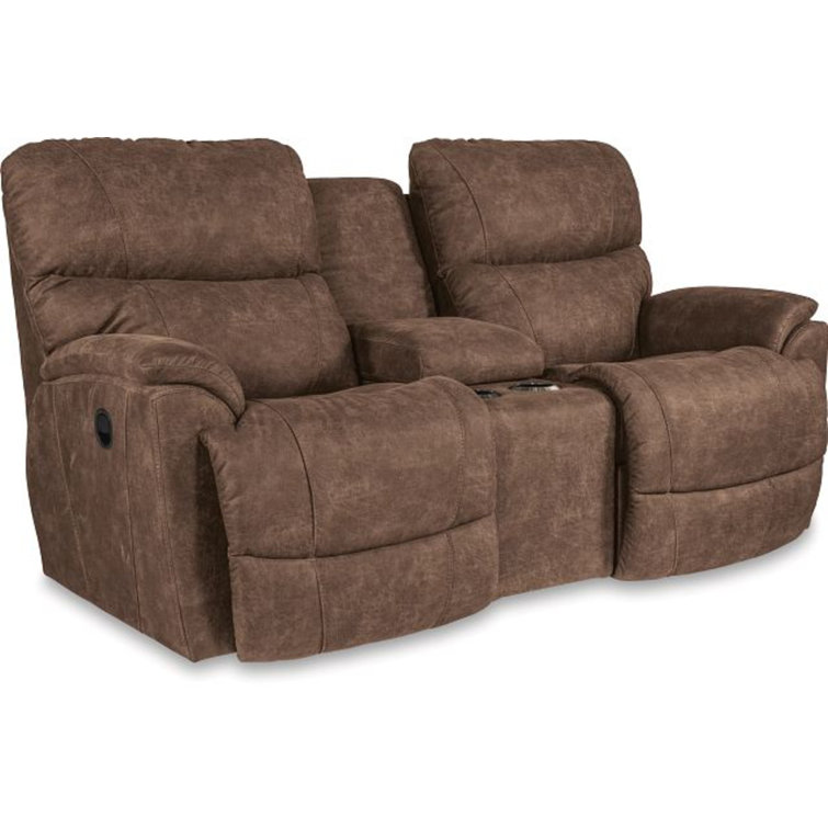 Trouper Power Reclining Loveseat with Console, Power Headrest and Lumbar, and Memory Foam Cushions