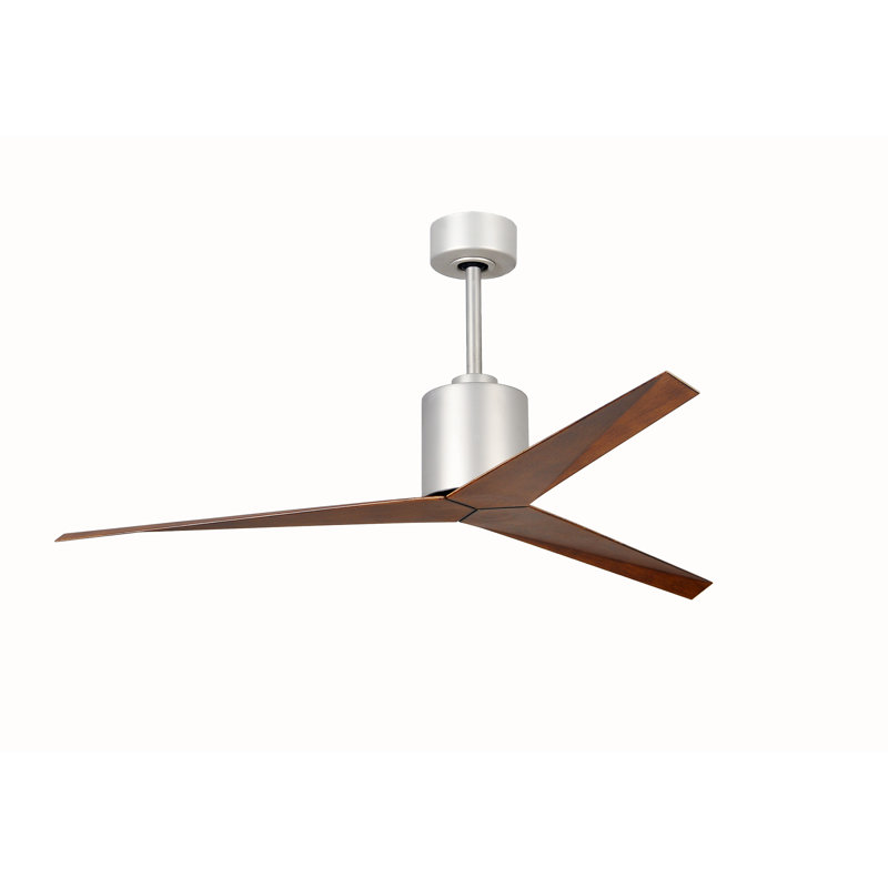 Eliza Outdoor Downrod Ceiling Fan, Brushed Nickel, Walnut Tone