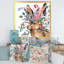 Hare avec fleurs - reproduction d'art sur toile traditionnelle-66802280-66802279