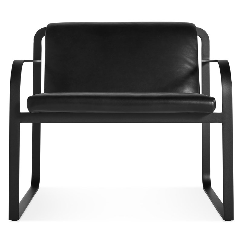 Skald Lounge Chair, Onyx Genuine Leather, Matte Black