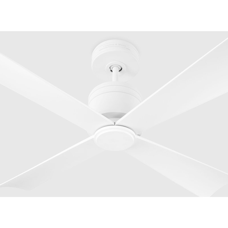 Visual Comfort Fan Launceton 44 Indoor Ceiling Fan with Matte White ABS blades and Handheld Remote, Matte White/Matte White