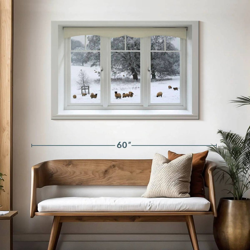 Vue de fenêtre Lilie Winter Sheep, H 32 po x l 48 po