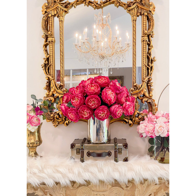 Large Austin Roses Real Touch Faux Flower Arrangement