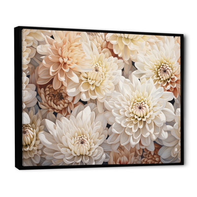 «Pure White Chrysanthemums Mosaic II», reproduction sur toile