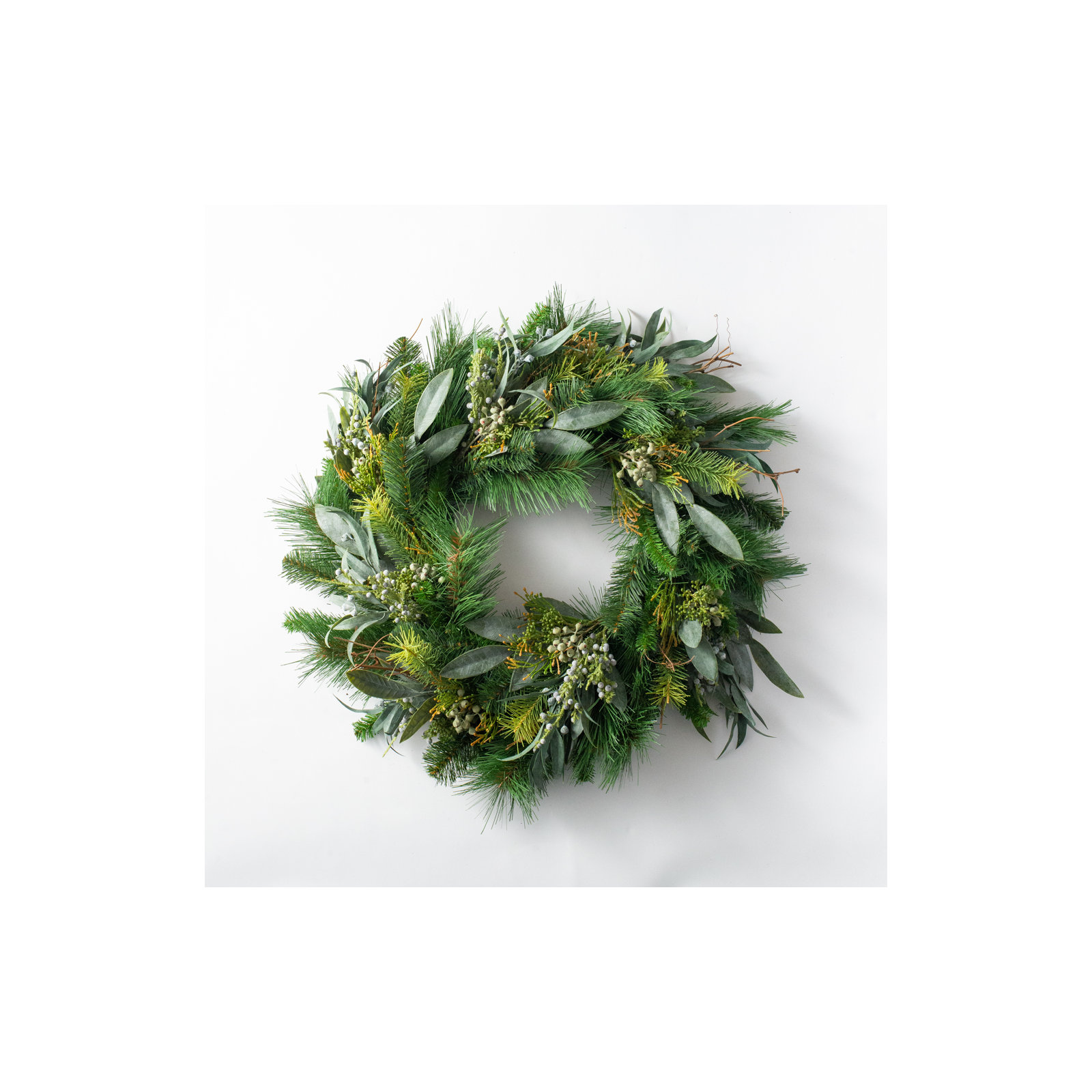 Faux Eucalyptus Silk Wreath, 30" H x 30" W x 6" D
