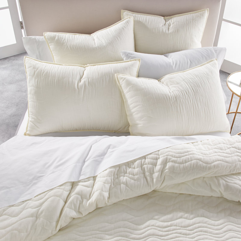 Taie décorative matelassée 100% coton Voile, Européen, Naturel