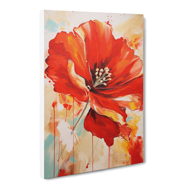 Poppy Flower Expressionism No.2 - Wrapped Canvas, 50cm H x 35cm W x 3cm D