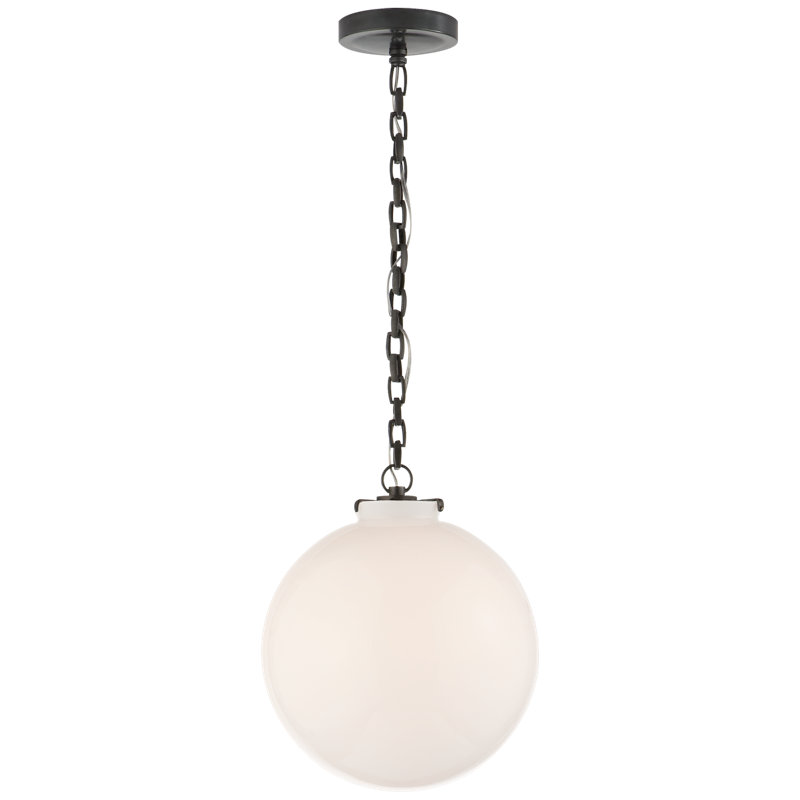 Thomas O'Brien Katie Globe Pendant, White, Bronze