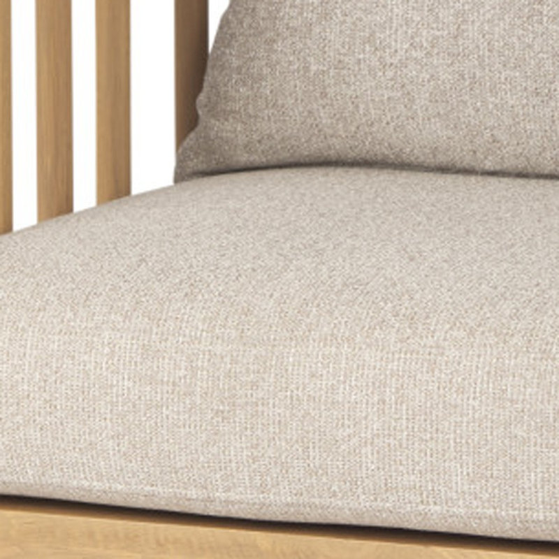 Fauteuil demi-tonneau en bois massif et beige 31 po