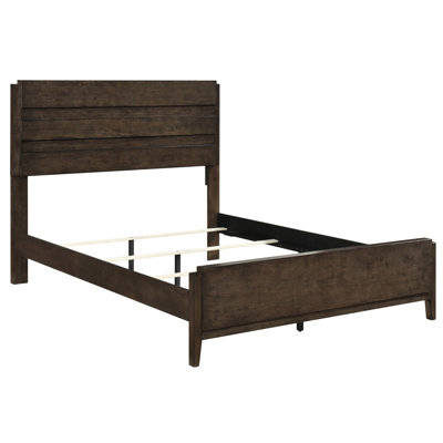 Classic Style Dark Walnut Finish Queen Panel Bed - 1Pc Solid Rubberwood Bedroom Furniture With Graceful Headboard, And Rails. Foundation Needed Contemporary Adds A Touch Of Elegance. Box Spring
