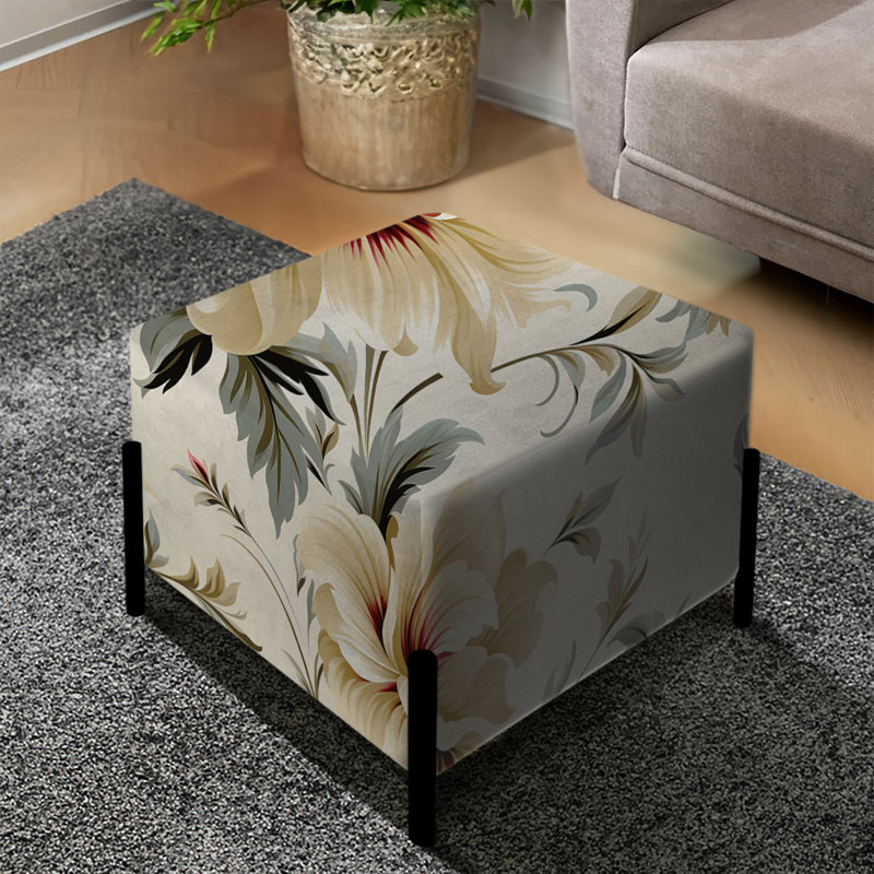 Repose-pieds carré à motif floral victorien minimaliste minimaliste III