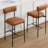 Alrick 26"H Mid-Century Upholstered Faux Leather Counter Stool with I-Beam Frame