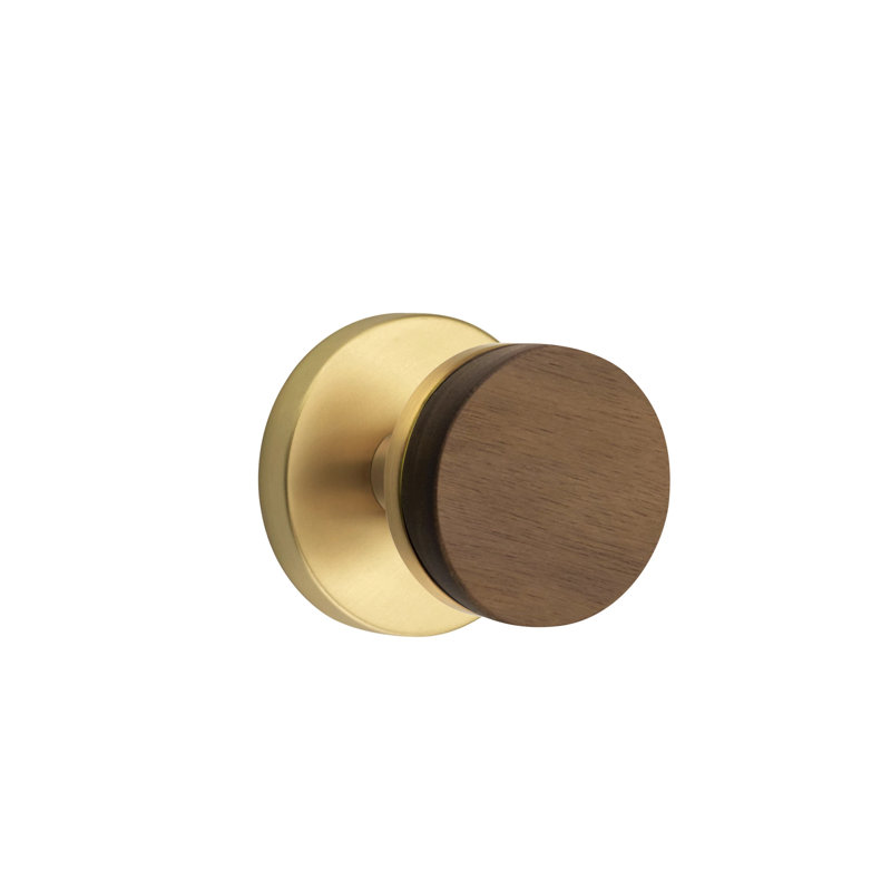 Emtek Select Privacy Knobset w/ Disk Rosette & Conical Stem, Dark Walnut Knob (CF), Polished Chrome