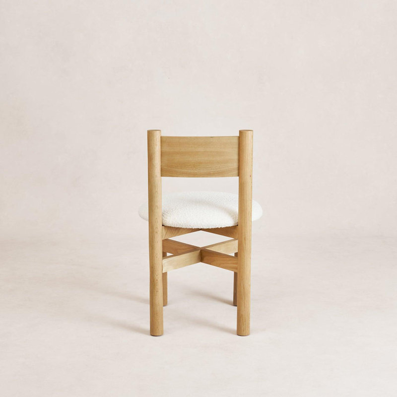 Teddy Dining Chair, Fabric White, White Oak