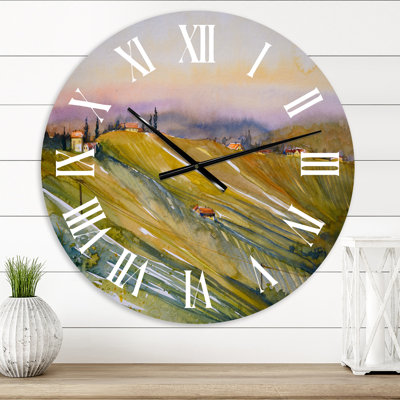 Vineyard At Dawn In Tuscany Italy - Country wall clock