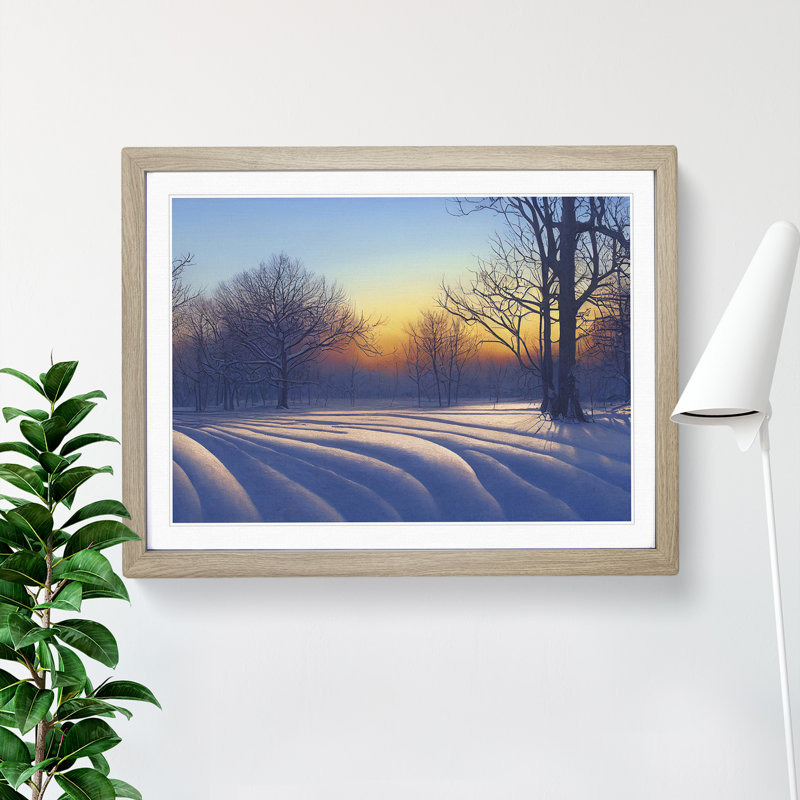 XH1022-10187X Winter Forest Landscape Vol.3 - Single Picture Frame Print, 34cm H x 46cm W x 2cm D, Oak