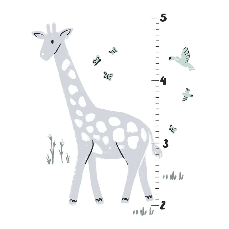 Giraffe Growth Chart Grey Wall Decals
