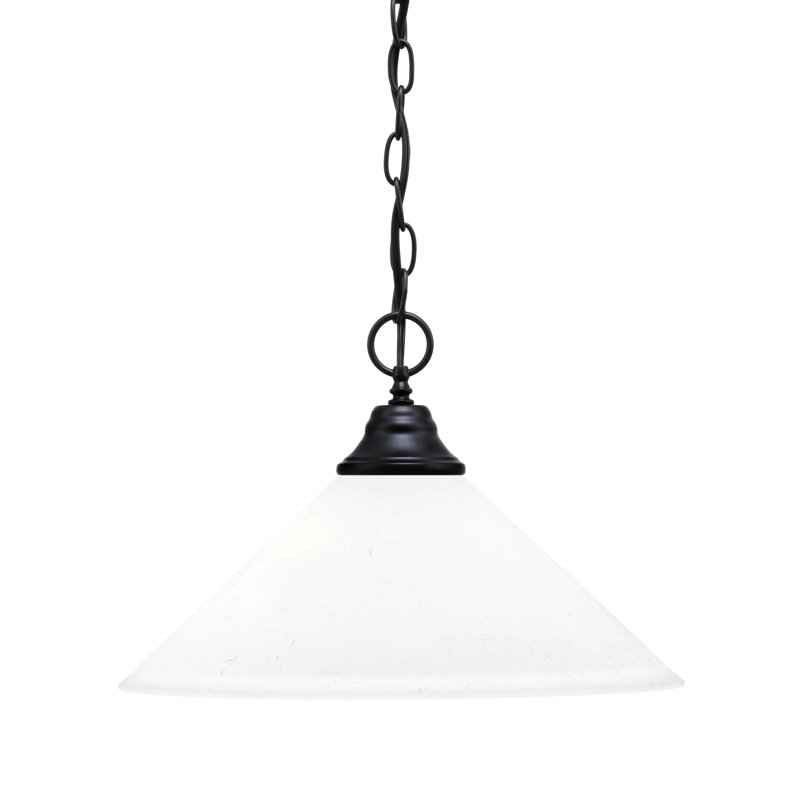 Luminaire suspendu à chaîne avec verre Aeronwen, H 10 po x l 16 po x P 16 po, Mousseline blanche, Chrome