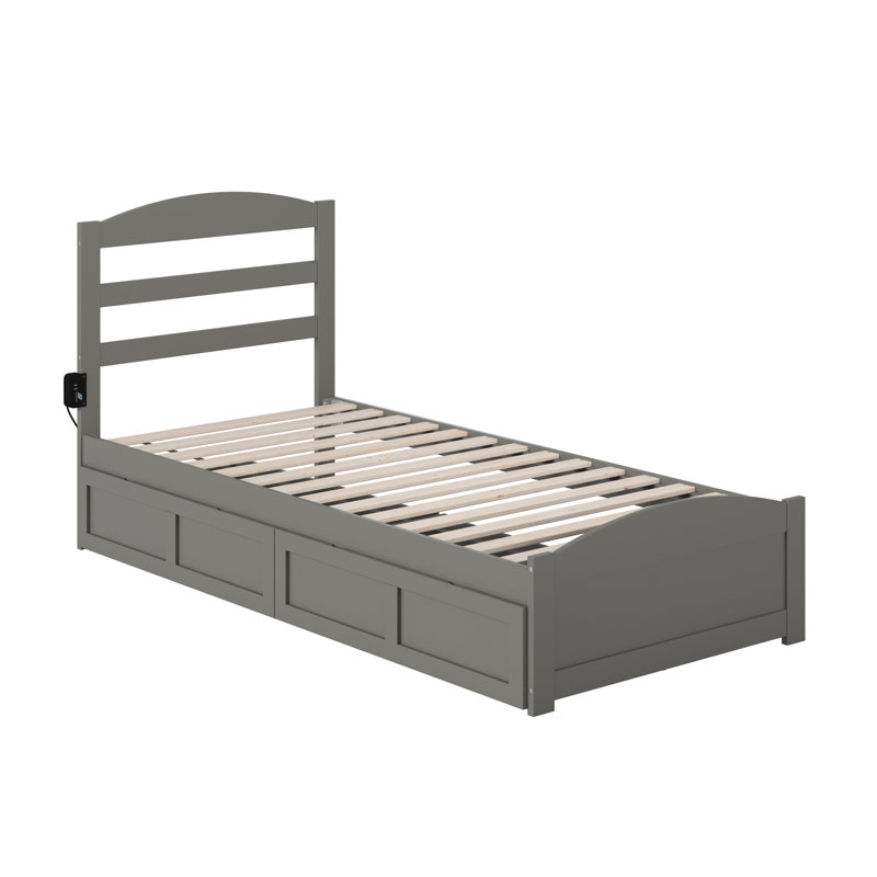 Elliana Solid Wood Slat Storage Bed, Full/Double, Gray