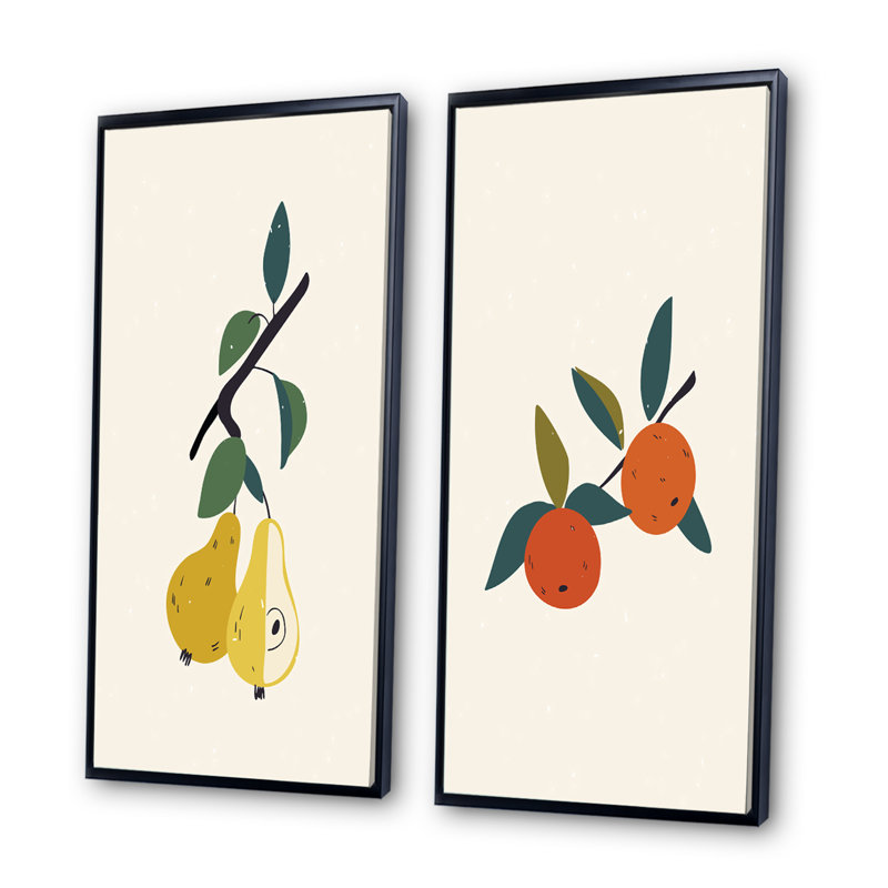 «Organic Vintage Fruits V», ensemble de 2 impressions, H 32 po x l 32 po x P 1 po, Toile encadrée noire