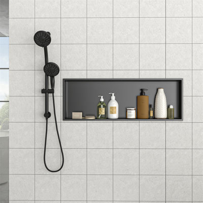 37" X 13" Stainless Steel Shower Niche, Gunmetal Black