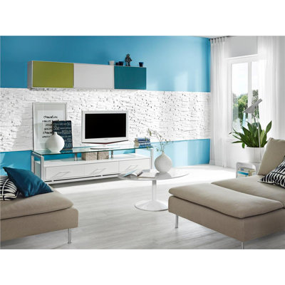 Ultralight Benevento White Stone Effect - Expanded Polystyrene (EPS) Thermal 3D Wall Panel Tile Cladding - Panels for Interior - 30pcs 3.15m² - Panel Size 57.4cm x 18.7cm