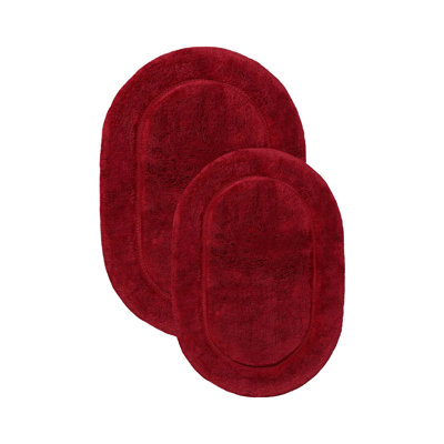 Sandcliff Cotton Non-Skid Machine Washable 2 Piece Oval Bathroom Rug Set